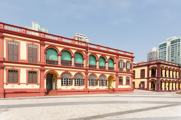 Old Portuguese buildings on the Tap Seac Square in Macau — Stock Photo, Image