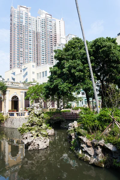 Şehir park su birikintisi Macau ile — Stok fotoğraf