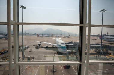 hong kong Havaalanı uçuş uçağı hazırlanıyor