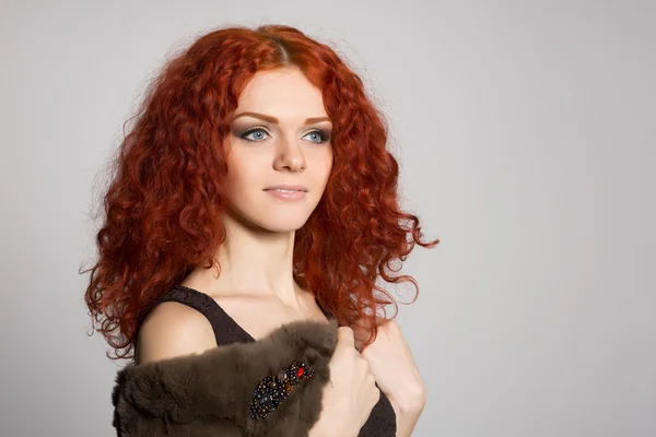 Portrait young woman with red hair — Stock Photo, Image