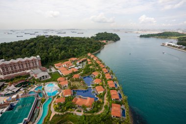 ve Singapur sentosa adasının görünümü 