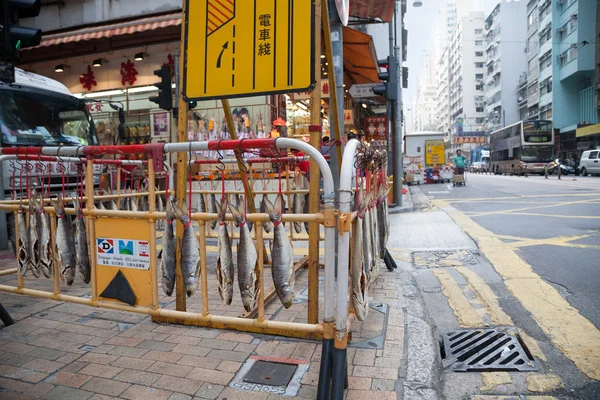 Drying fish in Sheung Wan district — Stock Photo, Image