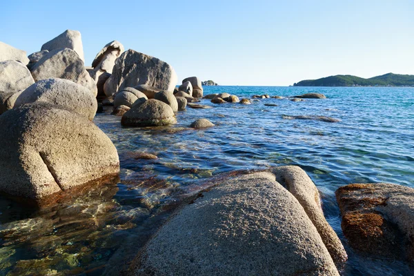 Sommar landskap av seglar utmed kusten — Stockfoto