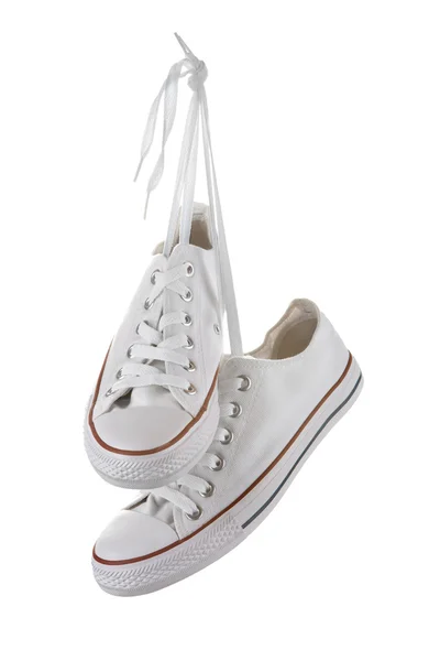 Pair of new white sneakers — Stock Photo, Image