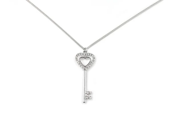 Silver key pendant necklace — Stock Photo, Image