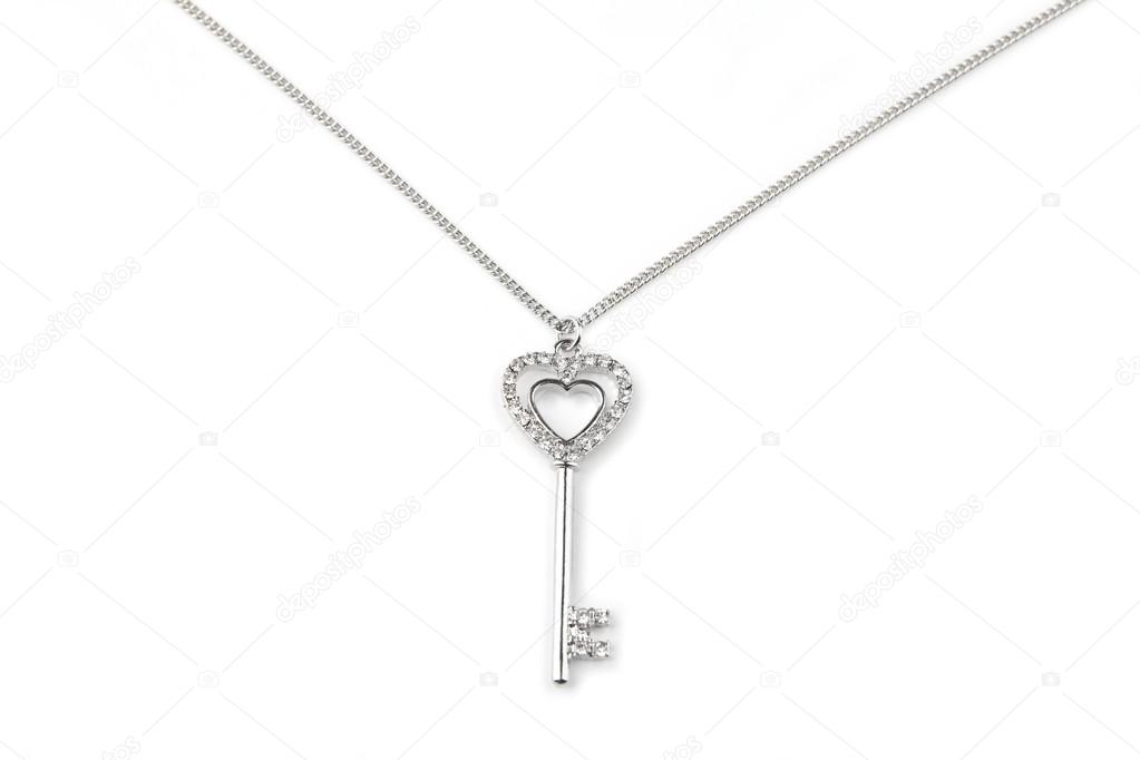 Silver key pendant necklace