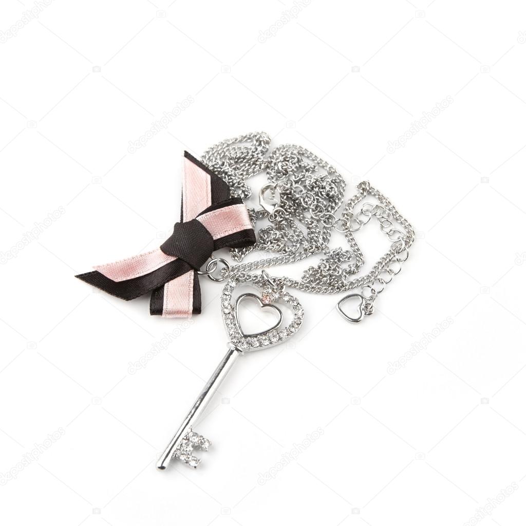 Silver key pendant necklace