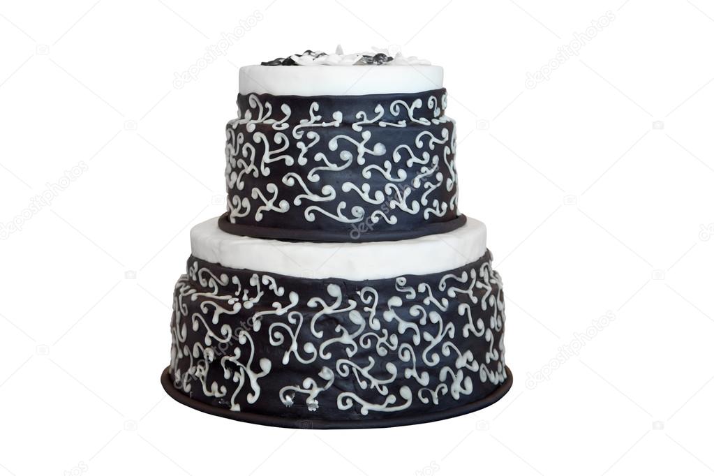 Elegant black and white wedding cake