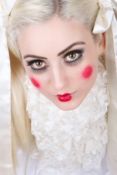 Jente med dolly makeup – stockfoto