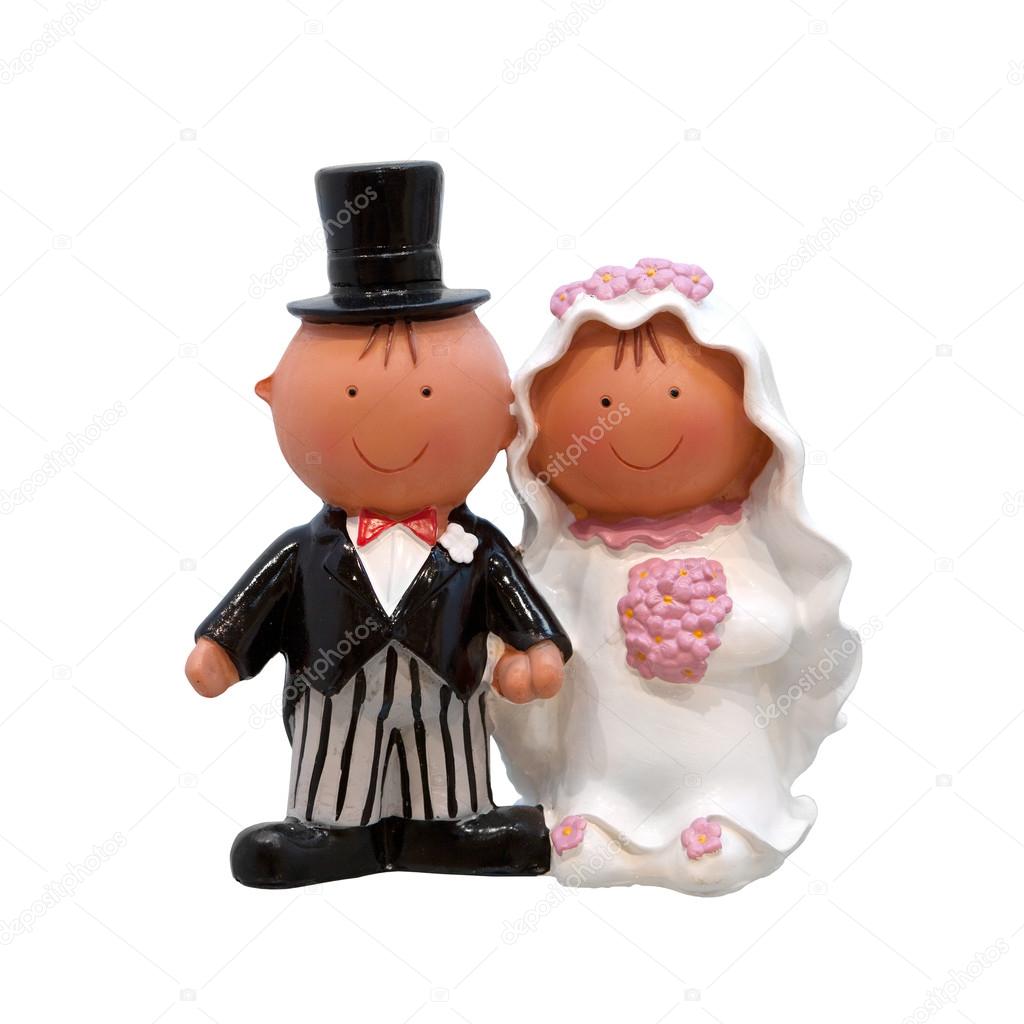 A wedding couple - figurines for wedding cake, isolated on white