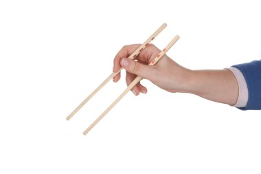 kadın el chopsticks Çinli yazıt ile tutarak