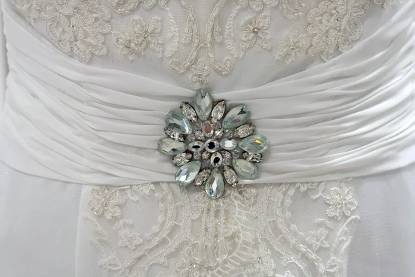Wedding dress detail with rhinestones — Stock Photo, Image