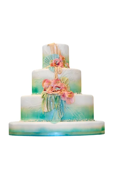 Svatební dort marcipán izolované na bílém — Stock fotografie