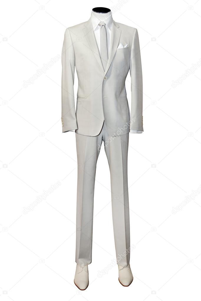 Beige suite on mannequin isolated on white