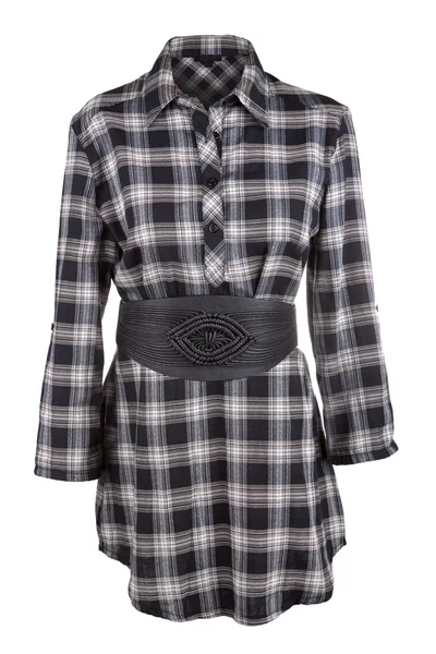 Plaid female shirt with belt — Stock Photo, Image