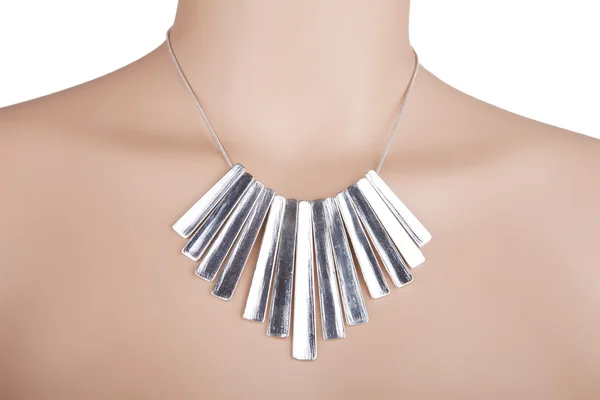 Silver statement necklace on a mannequin — Stock Photo, Image