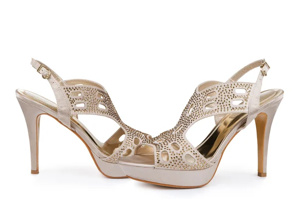 Elegant female stiletto shoes with rhinestones — Stock Photo, Image