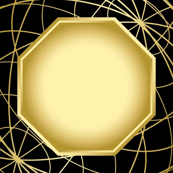 Siyah ve altın kartı ile merkezi kare - vektör — Stok Vektör