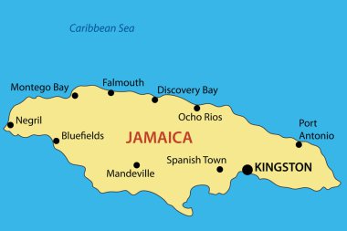Commonwealth of Jamaica - vector map clipart