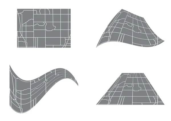 Mappa stradale della città - set vettoriale — Vettoriale Stock