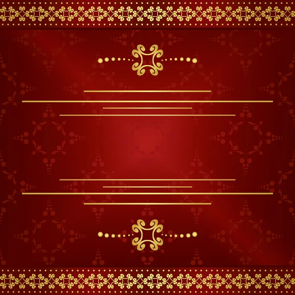 Brillante tarjeta elegante rojo oscuro con decoraciones de oro - eps 10 — Vector de stock