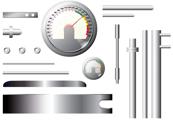 Elementos y tubos de medición metálicos - juego de vectores — Vector de stock