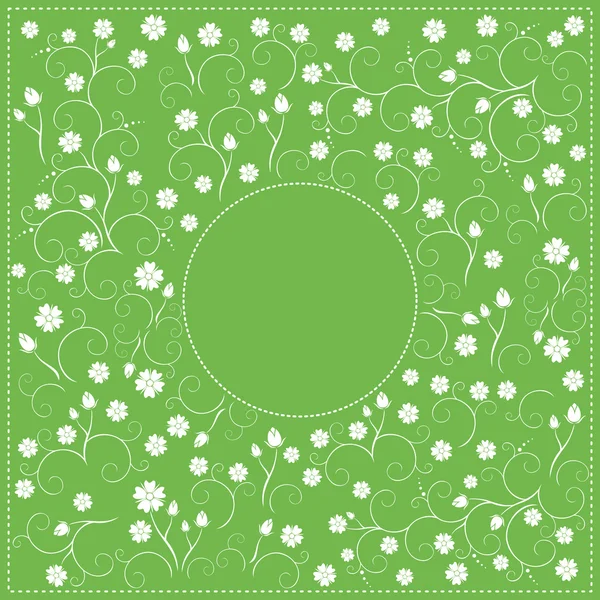 Virágos zöld dekoratív kártya - vektor keret — Stock Vector