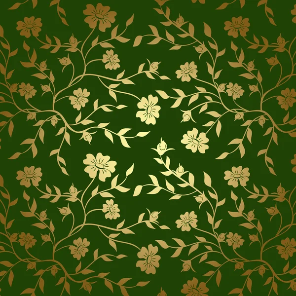 Green and gold floral texture for background - vector — Wektor stockowy