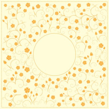 sarı çiçek dekoratif kart - vektör çerçeve