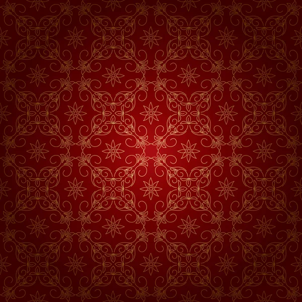 赤い背景の美しいヴィンテージ金飾り - ベクトル — ストックベクタ