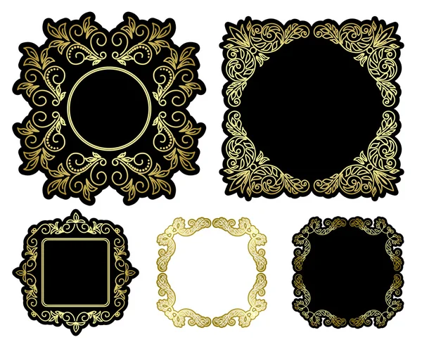 Negro y oro hermosos marcos - vector vintage — Vector de stock