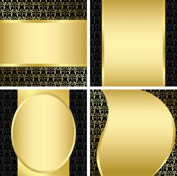 Golden and black decorative cards - set - vector — Stock Vector