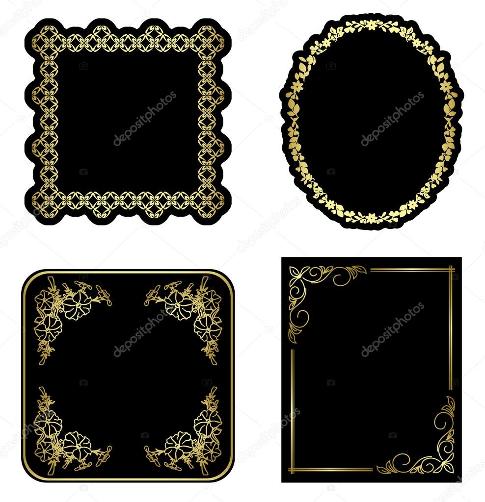 Black and gold vintage frames - vector set