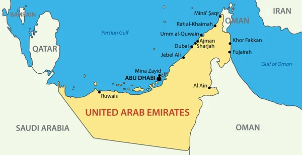 Emiratos Árabes Unidos - mapa vectorial — Archivo Imágenes Vectoriales