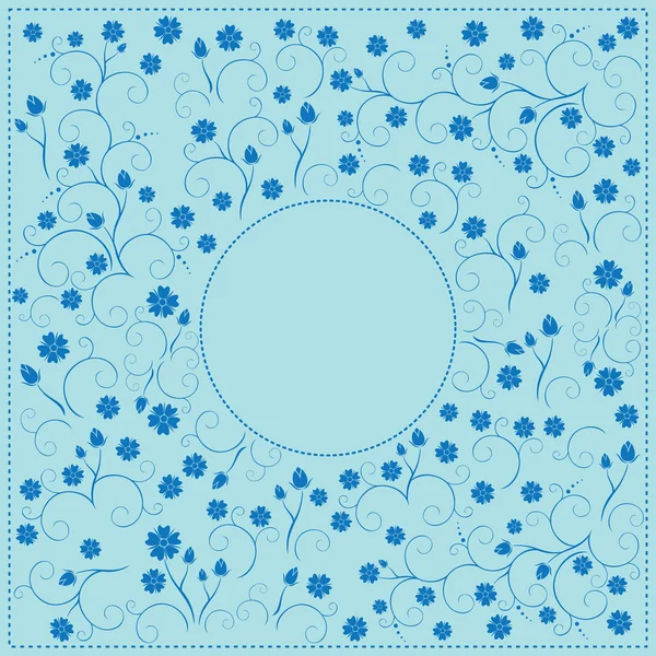 Carte décorative florale bleue - cadre vectoriel — Image vectorielle