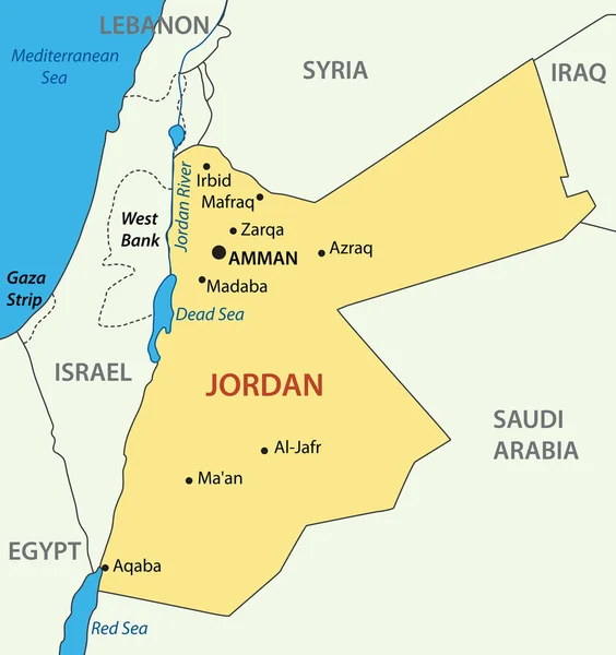 Hashemite Kingdom of Jordan - vector map — Stock Vector