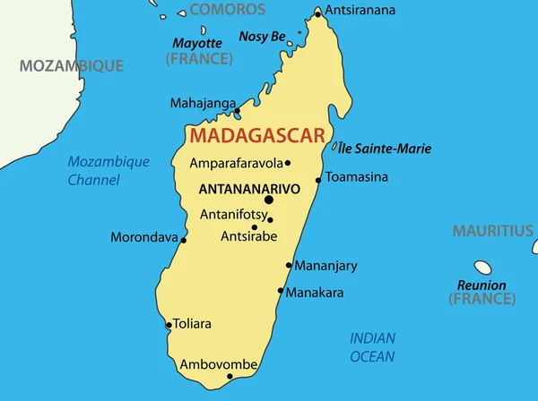 Repubblica del Madagascar - mappa vettoriale — Vettoriale Stock