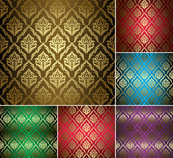 Set - beautiful vintage patterns with gold ornament - vector — Stock Vector
