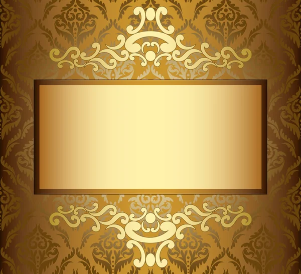 Beige vintage card with golden frame — Stock Vector