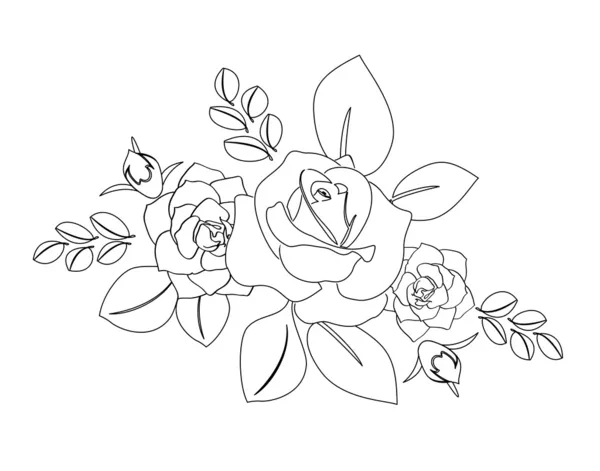 Bouquet de roses - silhouette vectorielle — Image vectorielle