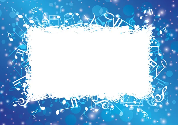 Blue abstract musical background with notes and bokeh - vector — Stock Vector