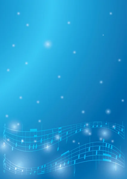 Синий флаер с музыкальными нотами - вектор — стоковый вектор
