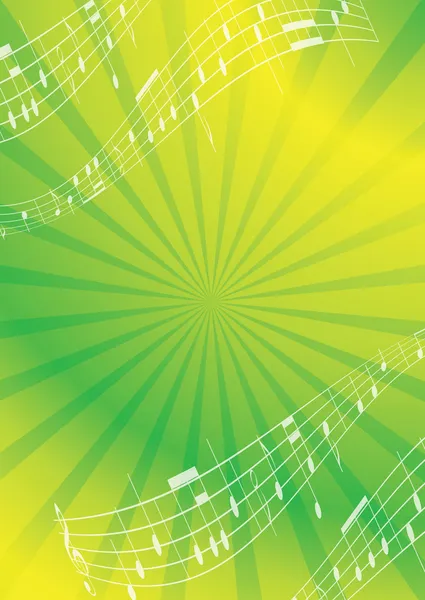 Fond musical abstrait vert et jaune - flyer vectoriel — Image vectorielle