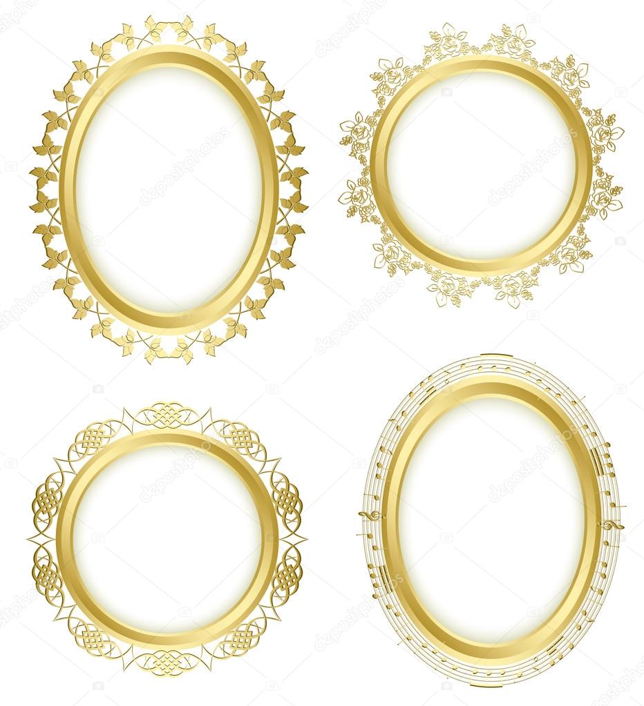 golden decorative frames - vector set