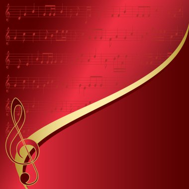 kırmızı arka plan ile müzik notaları - vektör