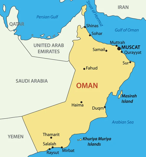 Sultanat d'Oman - carte vectorielle — Image vectorielle