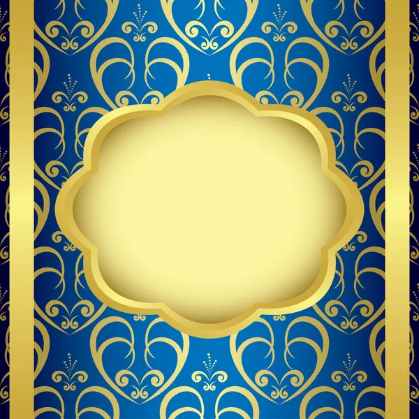 Quadro com fundo azul e centro dourado —  Vetores de Stock