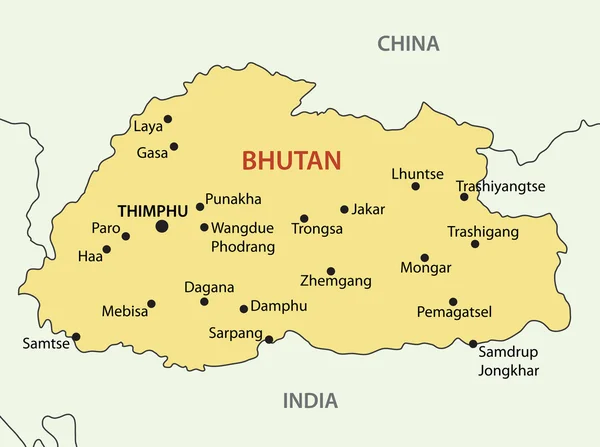 Kingdom of Bhutan - vector map — Stock Vector