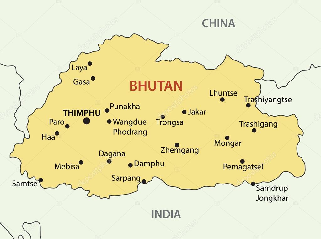 Kingdom of Bhutan - vector map