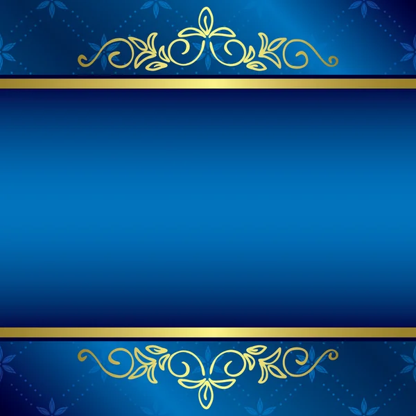 Φωτεινό μπλε κάρτα με floral διακόσμηση χρυσού - διάνυσμα — Διανυσματικό Αρχείο